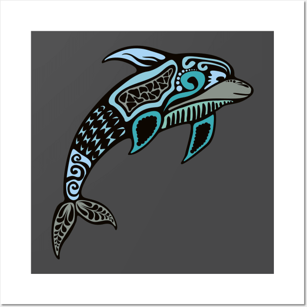 Dolphin Artistic Design in Color Wall Art by Krapka Designs